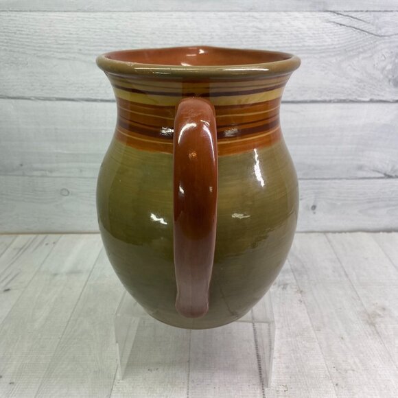 Raymond Waites Certified Intl RONDO Brown Rust Yellow 128oz Beverage Pitcher - Picture 5 of 16